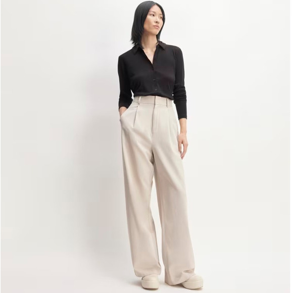 Everlane Pants - Everlane Way High Drape Pant Wide Leg Hi-Rise Sandstone Women 8S Inseam 29 NWT